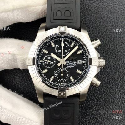 Grade AAA Clone Breitling Avenger Chronograph 43 A7750 Watch Black Rubber Band